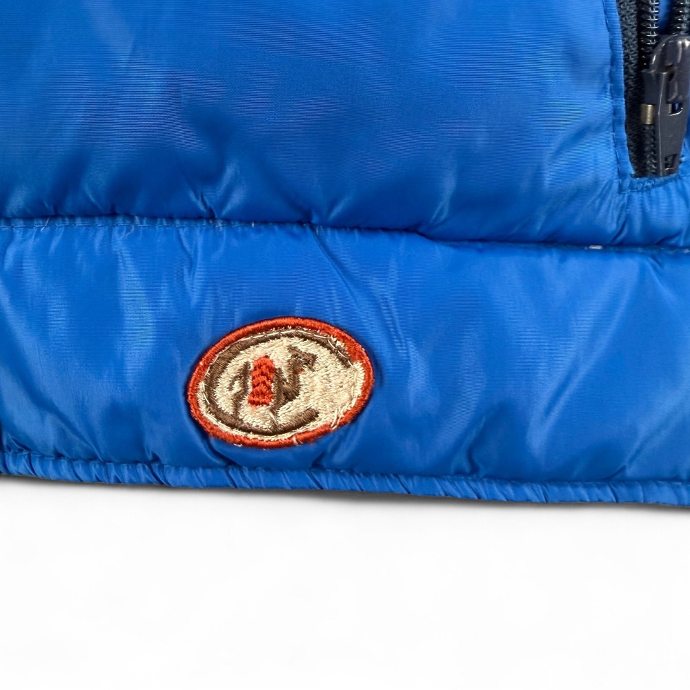 Vintage Camel Puffer Vest Mens S‎ Blue Orange Goose Down 80/20 Retro Insulated - Picture 3 of 10